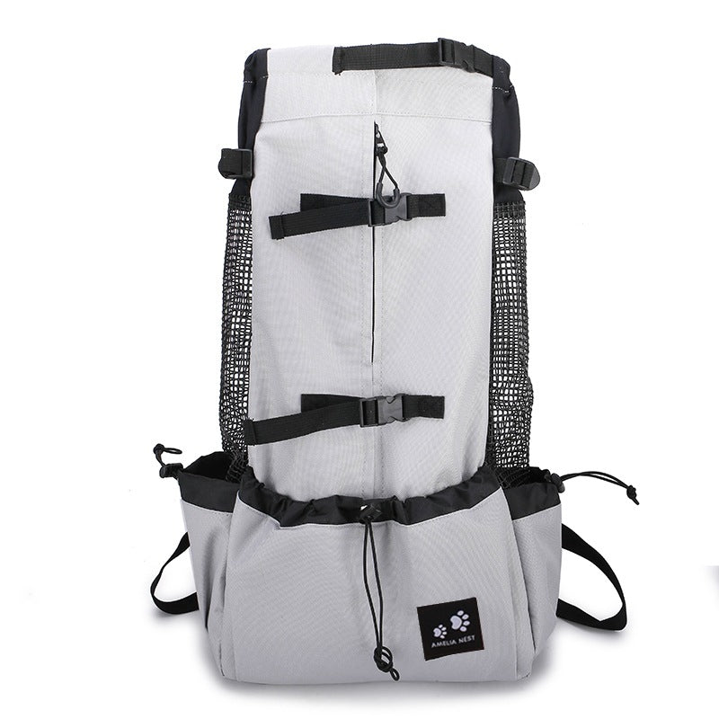 Pet Dog Carrier Bag Carrier For Dogs Backpack Out Double Shoulder Portable Travel Backpack Outdoor Dog Carrier Bag Travel, Grey-XL