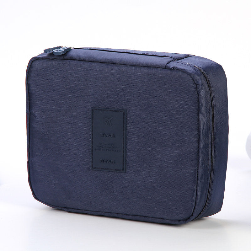 Portable Cosmetic Bag Waterproof Divider Multi-grid Pockets Toiletry Bags Travel Storage Handbags Women Make Up Bag, Dark Blue