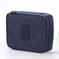Portable Cosmetic Bag Waterproof Divider Multi-grid Pockets Toiletry Bags Travel Storage Handbags Women Make Up Bag, Dark Blue