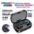 Bluetooth 5.1 Headset TWS Wireless Earphones Mini Earbuds Stereo Headphones IPX7, Black