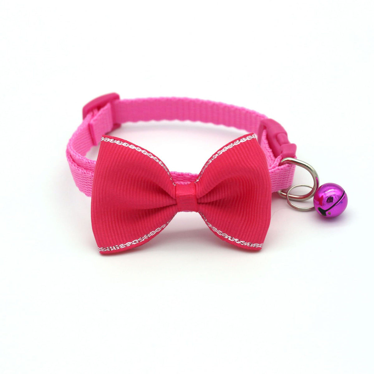 Bow Bell Pet Collar for Cats & Small Dogs, Rose Red