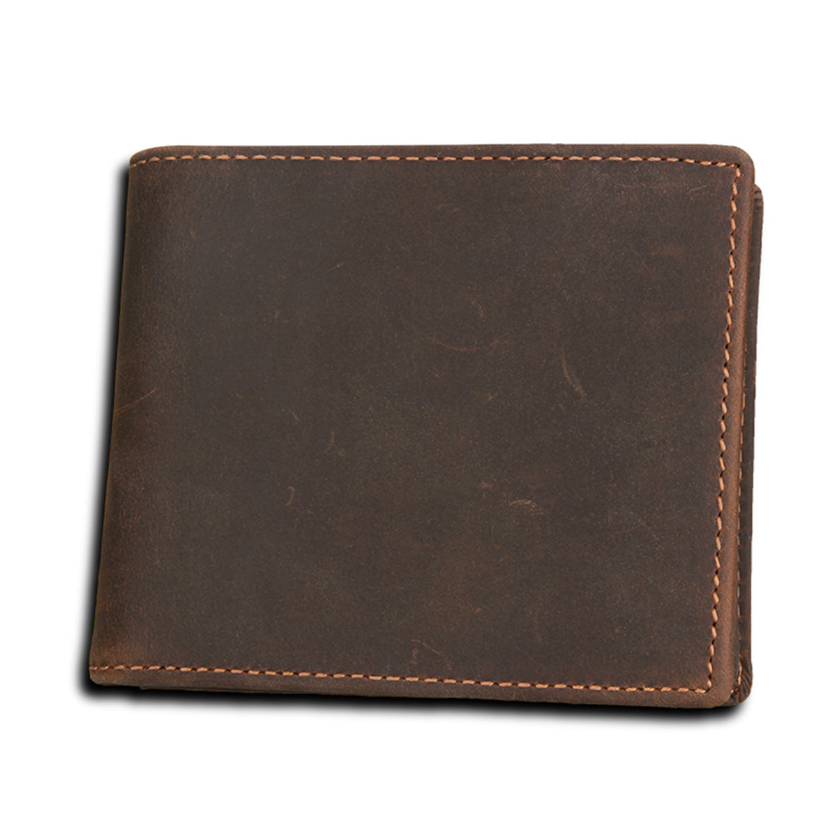 RFID Men's Wallet, Leather Wallet, Crazy Horse Leather Short Casual Wallet, 8007brown