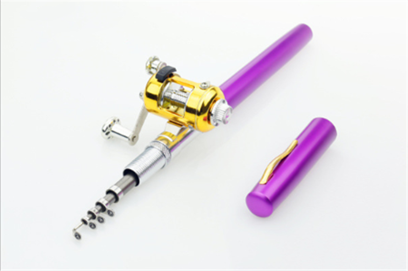 Mini Ice Fishing Rod Pocket Raft Rod Portable Gift Fishing Rod, Purple