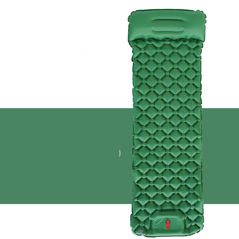 Outdoor Sleeping Pad Camping Inflatable Mattress With Pillows Travel Mat Folding Bed Ultralight Air Cushion Hiking Trekking, Green