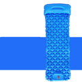 Outdoor Sleeping Pad Camping Inflatable Mattress With Pillows Travel Mat Folding Bed Ultralight Air Cushion Hiking Trekking, Blue
