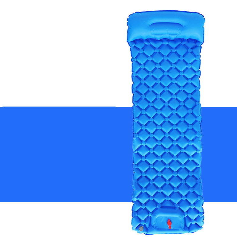 Outdoor Sleeping Pad Camping Inflatable Mattress With Pillows Travel Mat Folding Bed Ultralight Air Cushion Hiking Trekking, Blue