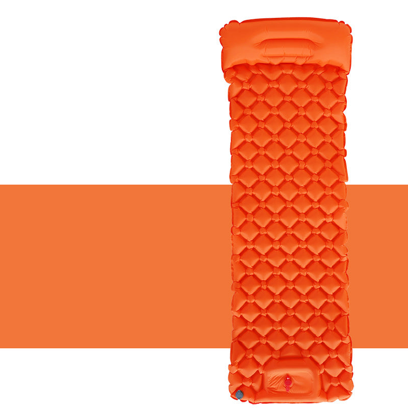 Outdoor Sleeping Pad Camping Inflatable Mattress With Pillows Travel Mat Folding Bed Ultralight Air Cushion Hiking Trekking, Orange