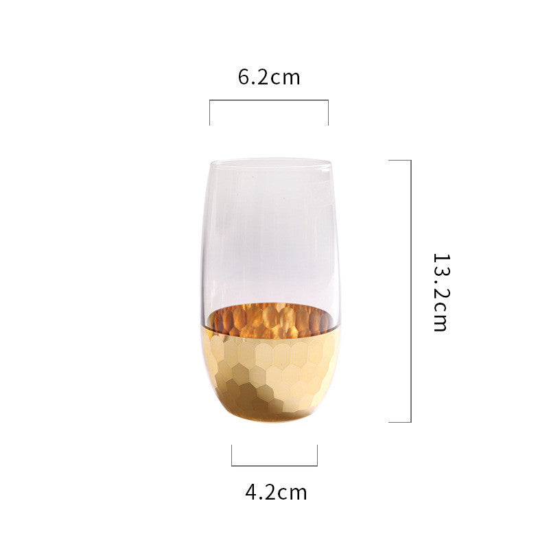 Durable Nordic Drinkware Light Luxury Gold-Plated Glass Cups Milk Cup Water Mug Wedding Souvenir Drinking Wine Glasses Cute, Gold, C