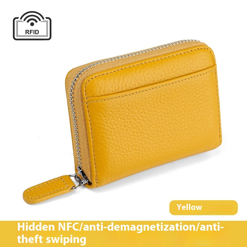 RFID Genuine Leather Card Wallet Men Women Purse With Coin Pocket Zipper Credit Card Holder Small Wallets Bags
