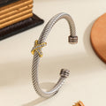 1PCS Fashionable Personalized 8-character Cross Steel Wire Bracelet,Open Bracelet, Simple Versatile Trendy Diamond Bracelet, Suitable For Men And Women To Wear, Holiday Jewelry Gift, Style2