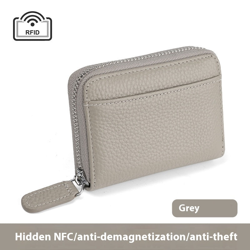 RFID Genuine Leather Card Wallet Men Women Purse With Coin Pocket Zipper Credit Card Holder Small Wallets Bags