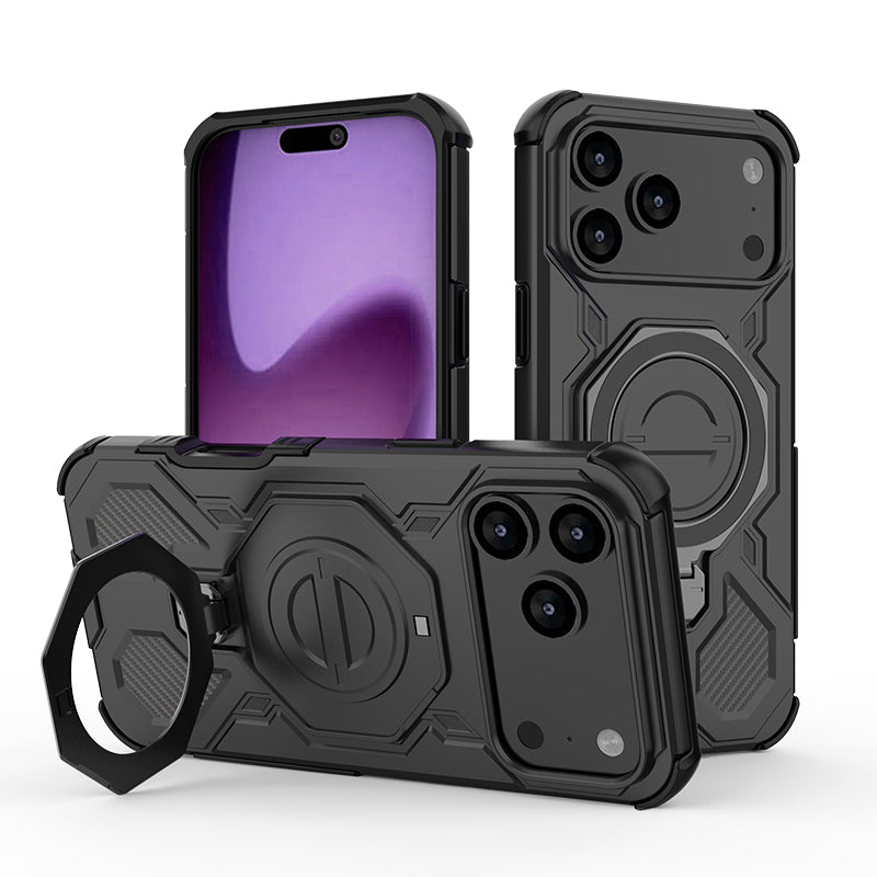 For I Phone 17 Pro Case  Phone Cover Shockproof Kickstand Rugged Magnetic, Black