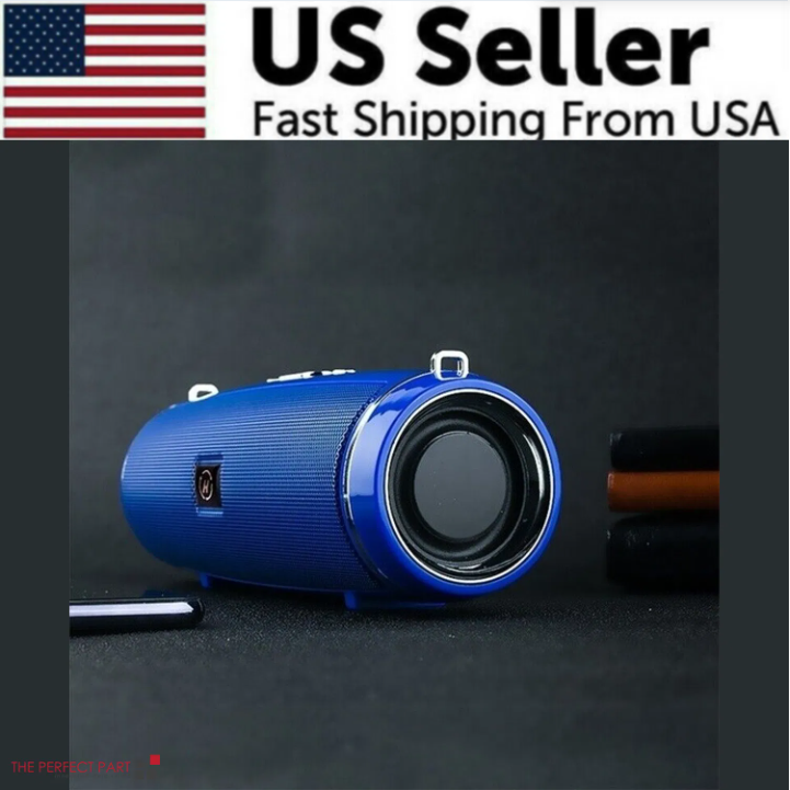 Bluetooth 5.1 Speaker Wireless Waterproof Outdoor Stereo LOUD Bass USBTF Strap, Blue