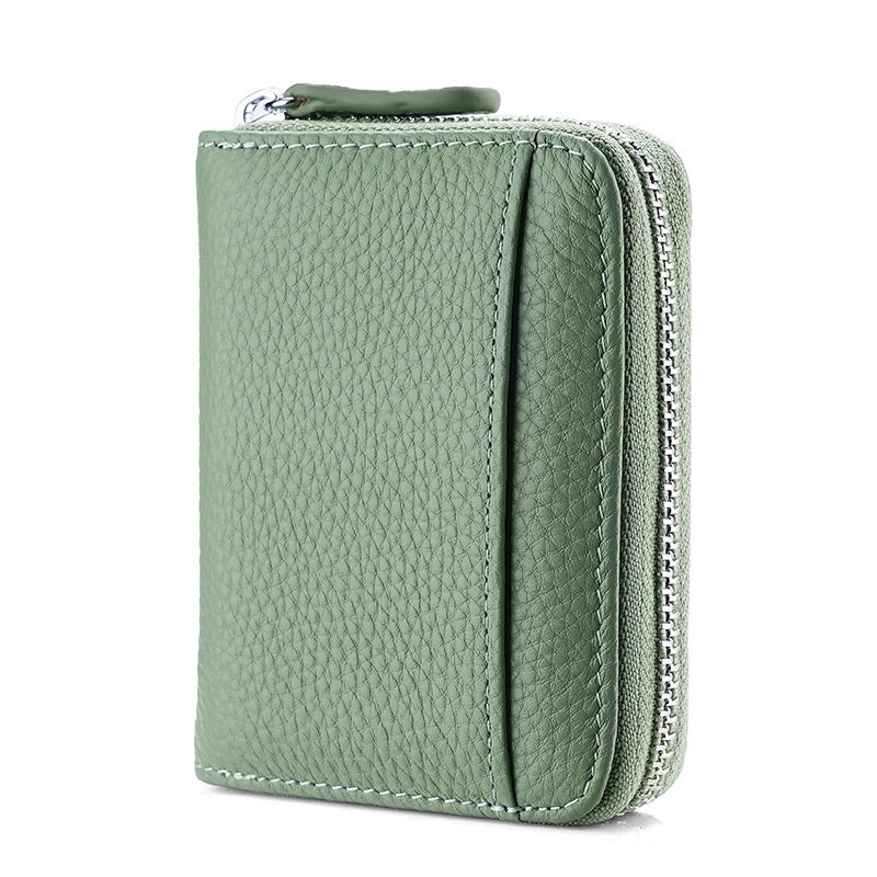 RFID Genuine Leather Card Wallet Men Women Purse With Coin Pocket Zipper Credit Card Holder Small Wallets Bags
