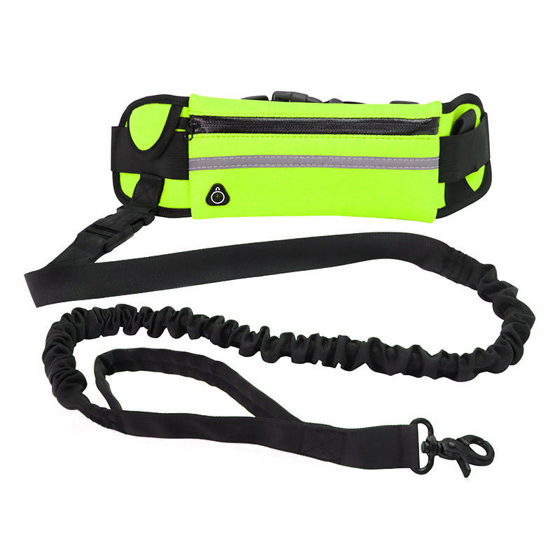 Hands Free Dog Leash Pet Walking And Training Belt With Shock Absorbing Bungee Leash For Up To 180lbs Large Dogs Phone Pocket And Water Bottle Holder, Fluorescent yellow