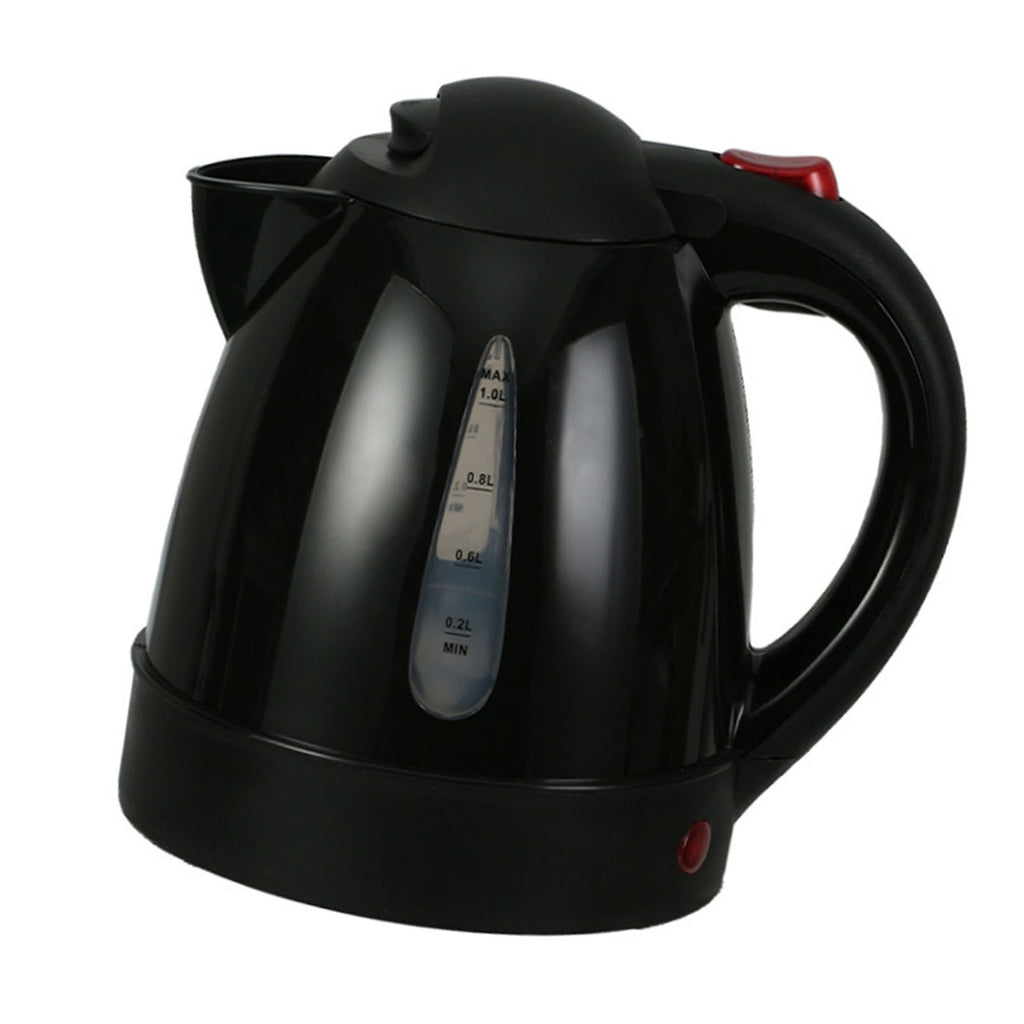 Electric Kettle 150W 1L Black Road Hot Water Boiler Stainless Steel Liner Auto Shut Off Tea Kettle Car Cigarette Plug 12V For Sedans SUVs