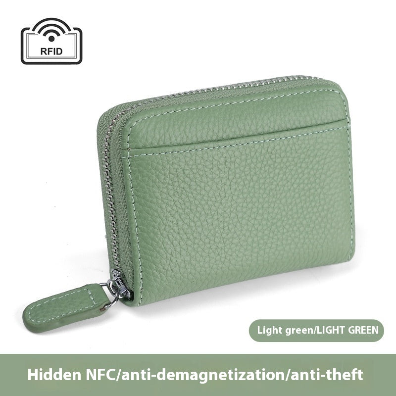 RFID Genuine Leather Card Wallet Men Women Purse With Coin Pocket Zipper Credit Card Holder Small Wallets Bags