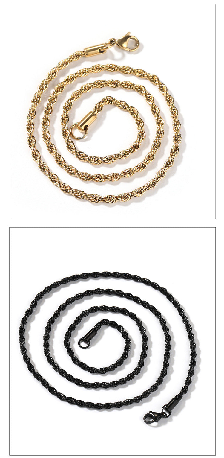 Stainless Steel Twisted Rope Chain - Minimalist Niche Design Bracelet For Men And Women