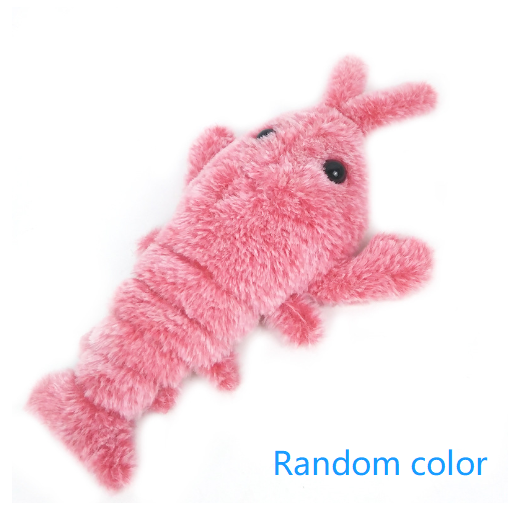 Pet Toys Electric Jumping Shrimp USB Charging Simulation Lobster Funny Cat Plush Pets Toy, Jumping shrimp random color-About 35CM-USB