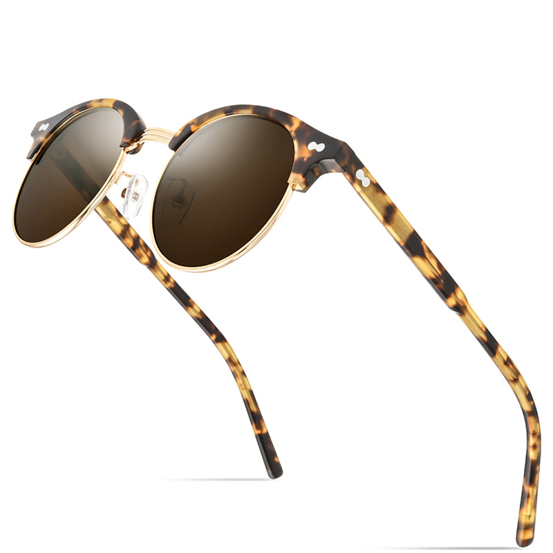 Polarized Sunglasses Drivers Driving UV Protection Fashion Plate Sunglasses, Leopard print gold frame