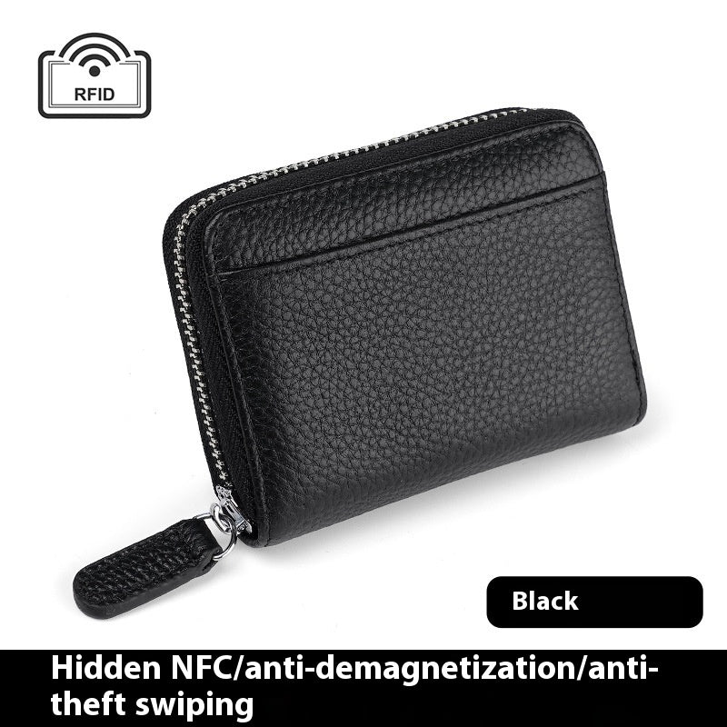 RFID Genuine Leather Card Wallet Men Women Purse With Coin Pocket Zipper Credit Card Holder Small Wallets Bags