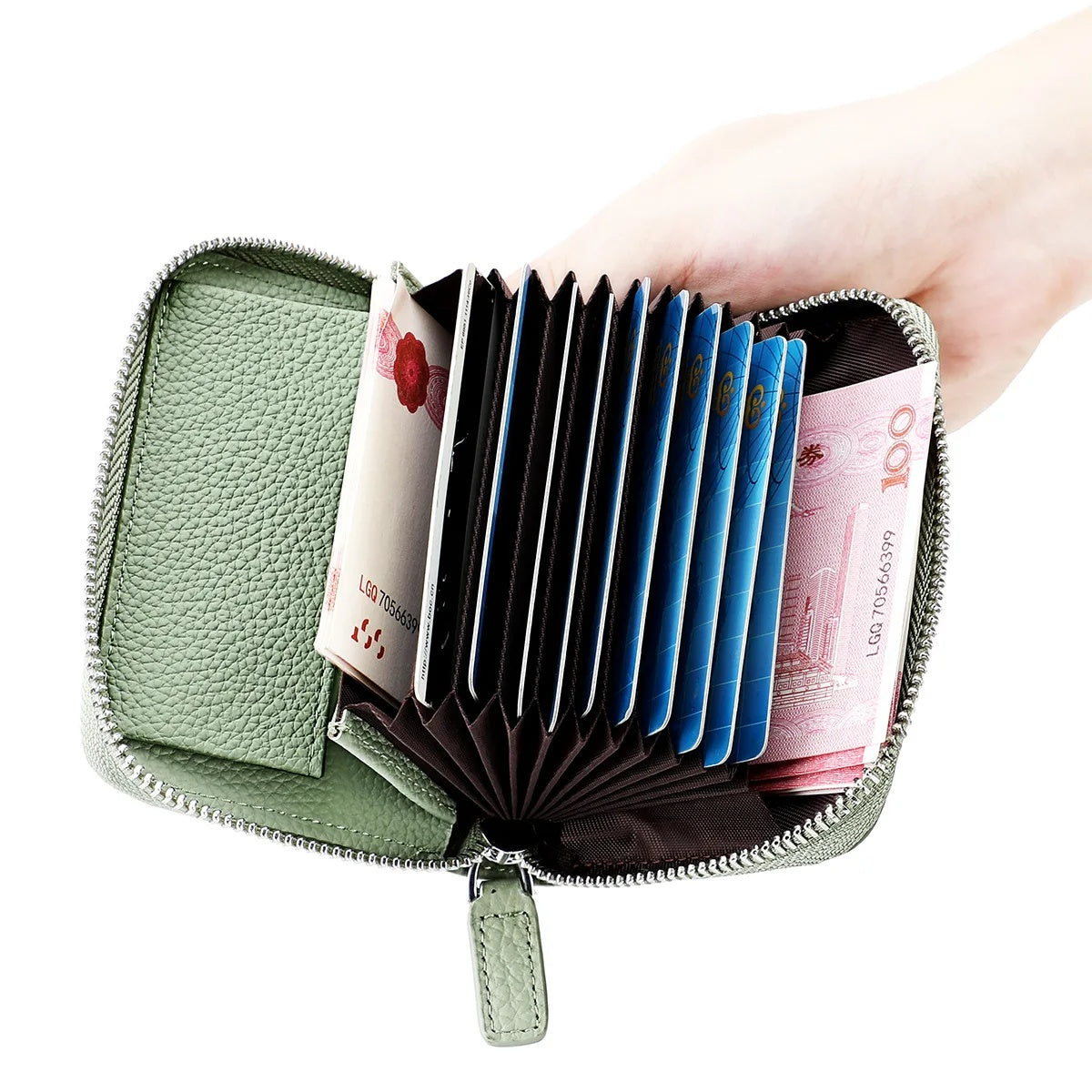 RFID Genuine Leather Card Wallet Men Women Purse With Coin Pocket Zipper Credit Card Holder Small Wallets Bags