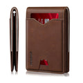 Real Leather Wallet For Men,Slim Bifold Wallet Minimalist Front Pocket Design, RFID Mens Wallet With Money Pocket,ID Window, Hold Up To 11 Cards, Brown, Minimalist, Brown