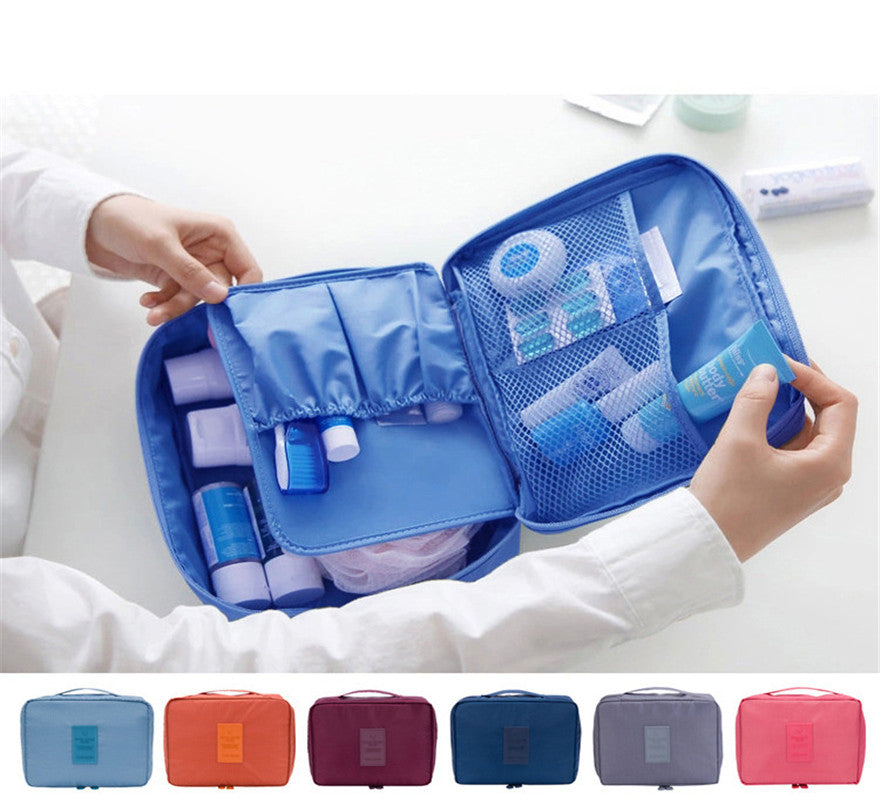 Portable Cosmetic Bag Waterproof Divider Multi-grid Pockets Toiletry Bags Travel Storage Handbags Women Make Up Bag