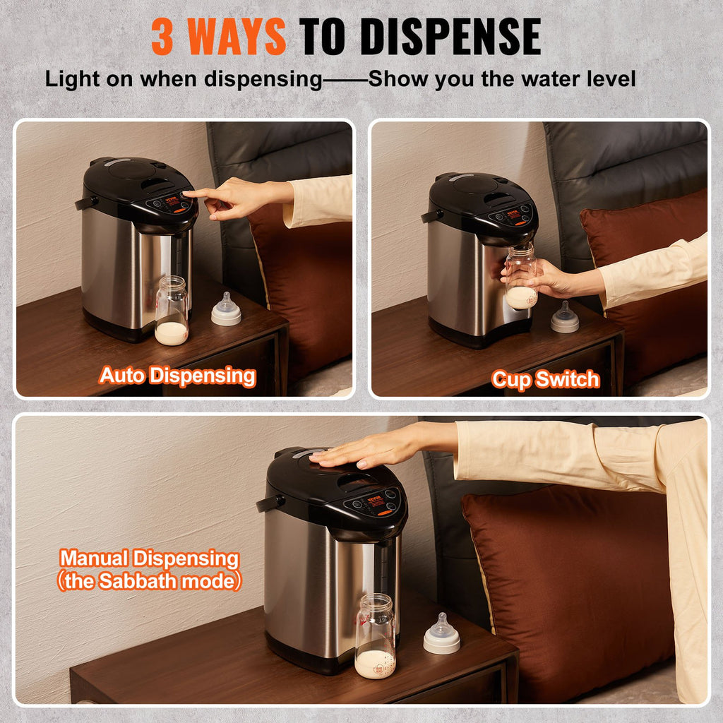 Hot Water Dispenser, Adjustable 4 Temperatures Water Boiler And Warmer, 304 Stainless Steel Countertop Water Heater, 3-Way Dispense For Tea, Coffee And Baby Formula, 3L/102 Oz