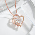 Zircon Double Love Heart Necklace — Rhinestone Clavicle Chain Jewelry for Women, Rose Gold Necklace