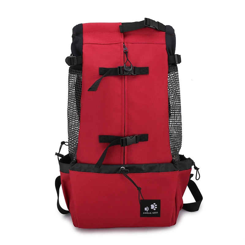 Pet Dog Carrier Bag Carrier For Dogs Backpack Out Double Shoulder Portable Travel Backpack Outdoor Dog Carrier Bag Travel, Red-M