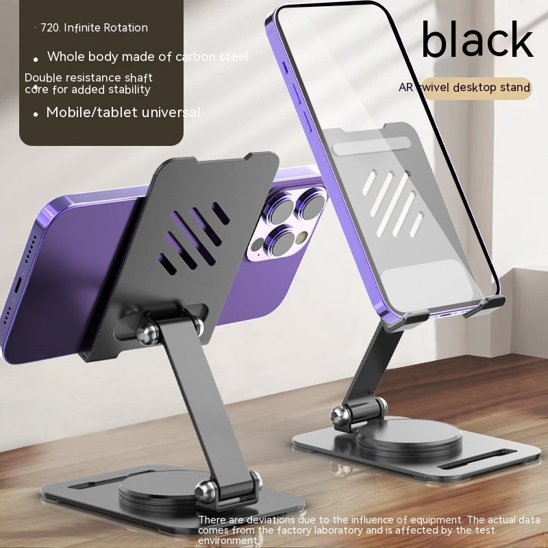 360 Degrees Rotate Metal Desk Mobile Phone Holder Stand For Phone Pad Adjustable Desktop Tablet Holderl Table Cell Phone Stand, Black