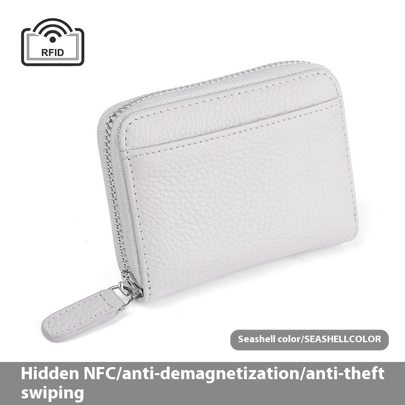 RFID Genuine Leather Card Wallet Men Women Purse With Coin Pocket Zipper Credit Card Holder Small Wallets Bags