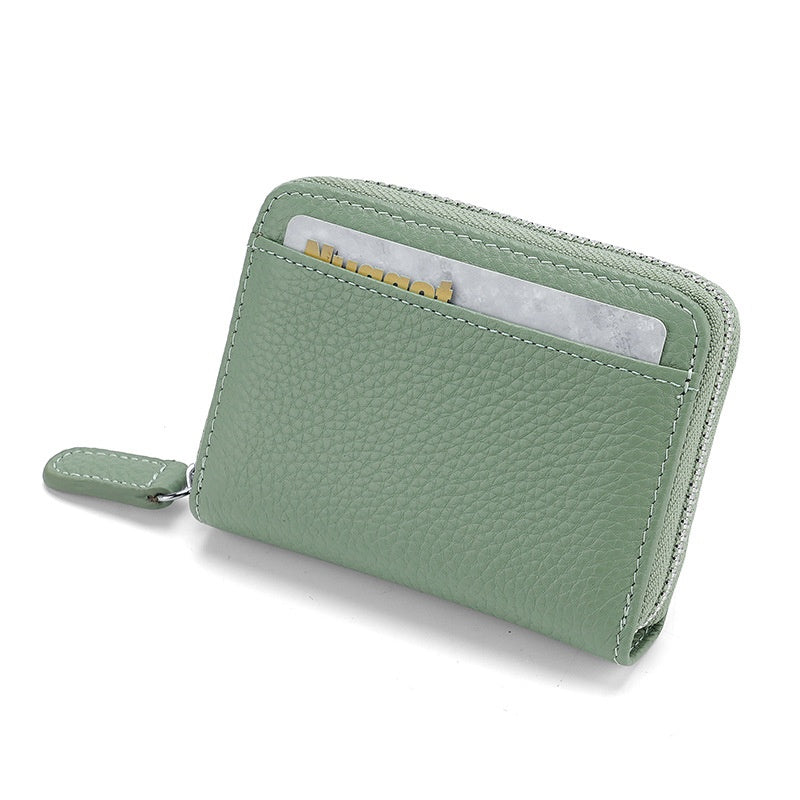 RFID Genuine Leather Card Wallet Men Women Purse With Coin Pocket Zipper Credit Card Holder Small Wallets Bags