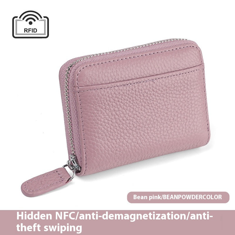 RFID Genuine Leather Card Wallet Men Women Purse With Coin Pocket Zipper Credit Card Holder Small Wallets Bags