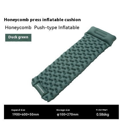 Outdoor Honeycomb Press Type Inflatable Mattress Single Thickened Moisture-proof Tent Sleeping Mat, Green
