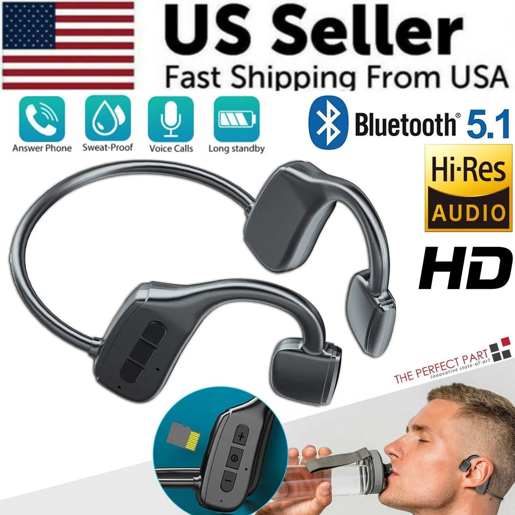 Bone Conduction Headphones Bluetooth 5.1 Wireless Headset Earbuds Outdoor Sport, Default Title