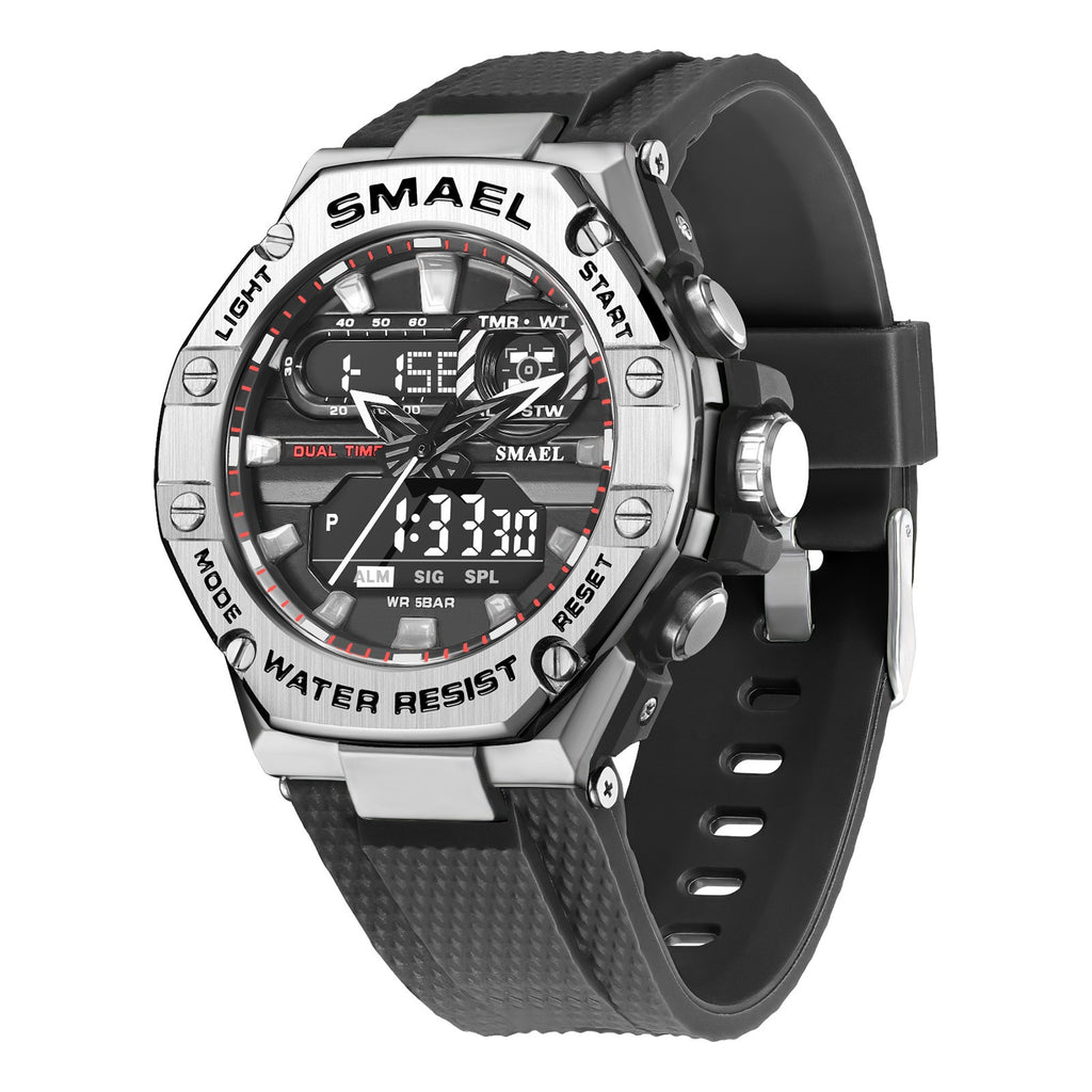 Digital Alloy Electronic Watch Men, Silver
