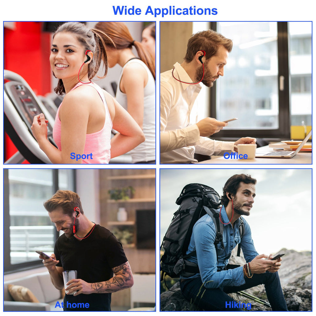 Wireless Headsets V4.1 Sport In Ear Stereo Headphones Sweatproof Noise Canceling Earphones Back Headphone With Mic Handsfree For Running Hiking Travel