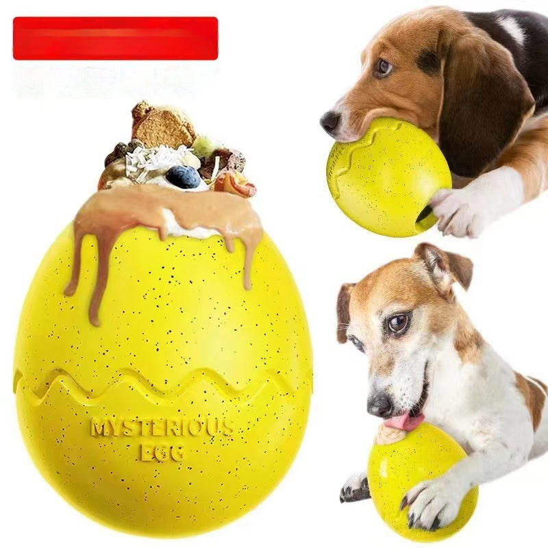Dog Slow Food Bite-resistant Leakage Food Feeder Dinosaur Egg Bite Dog Toy, Yellow
