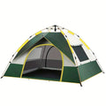 Automatic Pop-Up Camping Tent for 3-4 People, Dark Green Silver Glue, 3to4 People