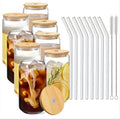Glass Cup With Straw, 8 piece set