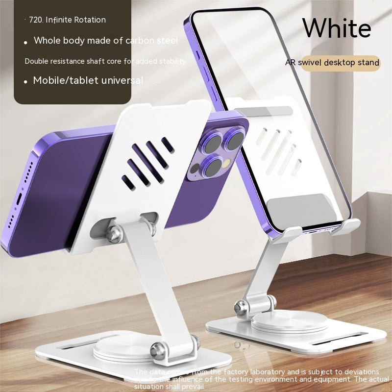 360 Degrees Rotate Metal Desk Mobile Phone Holder Stand For Phone Pad Adjustable Desktop Tablet Holderl Table Cell Phone Stand, White