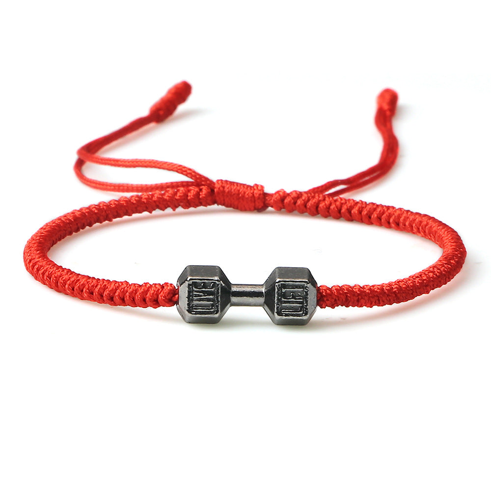 Originality Woven Dumbbell Alloy Bracelet, Red gun black