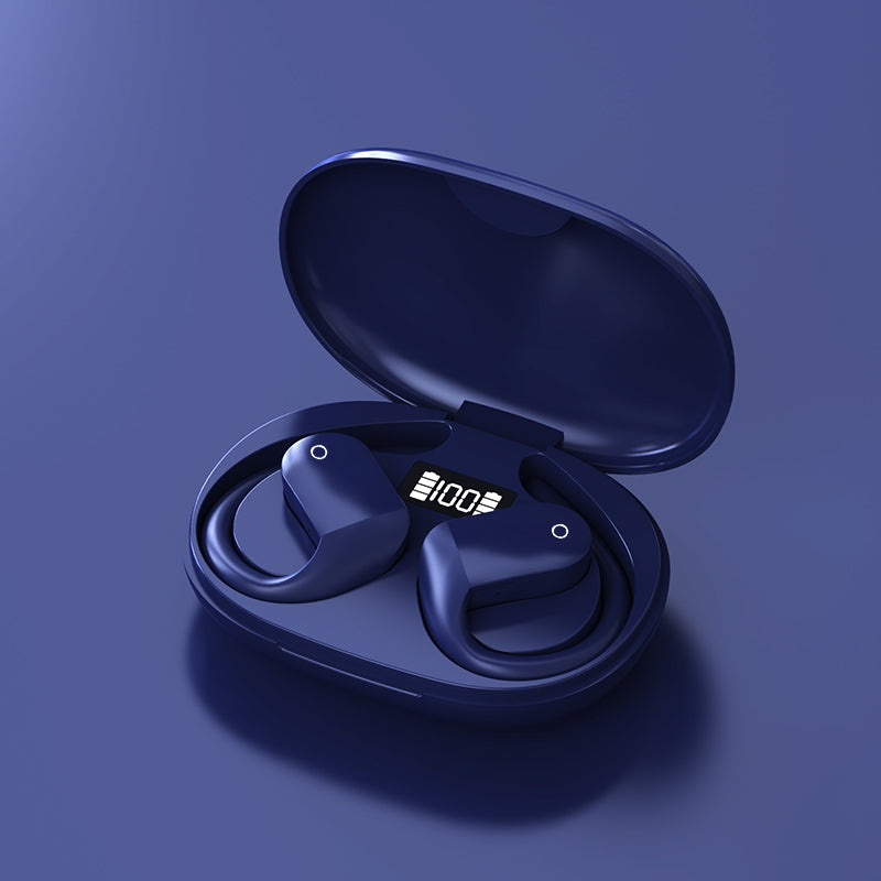 Open Ear Bluetooth, Wireless Headphones Sport Over Earphones Built-in Mic With Ear Hooks  Case Ergonomic  For Running Fitness, Blue