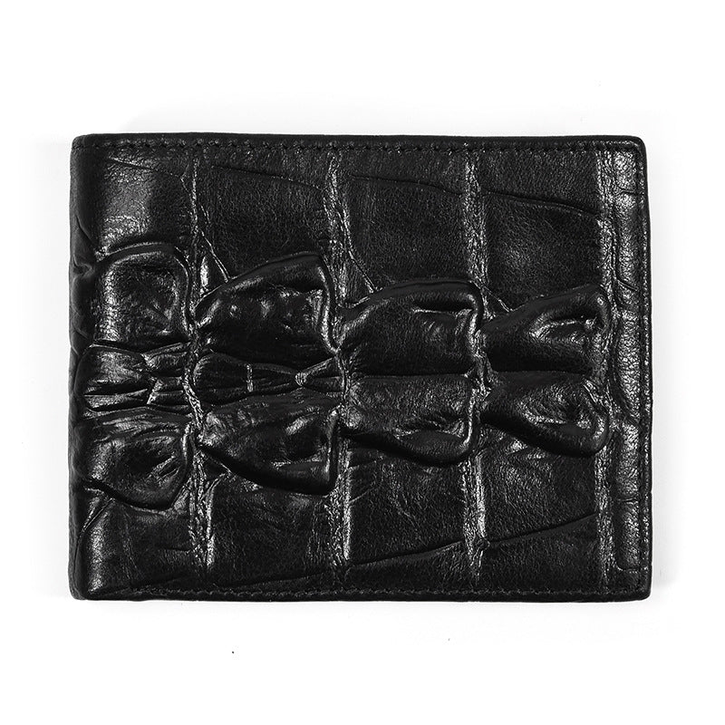 Men's Leather Wallet Embossed Wallet Crazy Horse Leather, Black