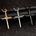 Steel Gold Black Color Fashion Mens Iron Nail Cross Pendant Necklace Stainless Steel 3mm Round Box Chain Jewelry Gift For Men