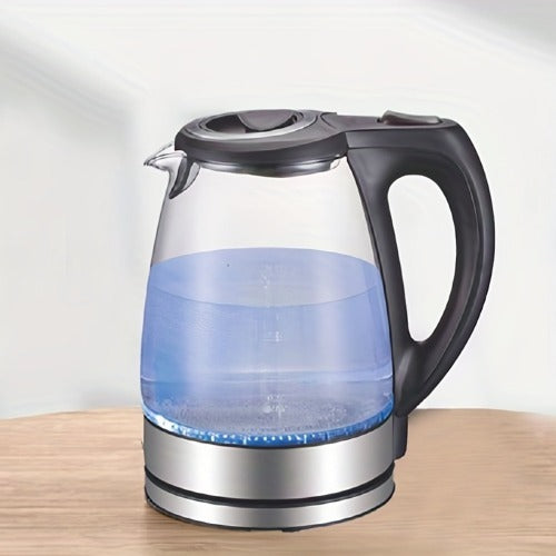 Electric Kettle With Stainless Steel Filter And Inner Lid, 1200W Wide Opening 1.7L Glass Tea Kettle & Hot Water Boiler Black, W13532858