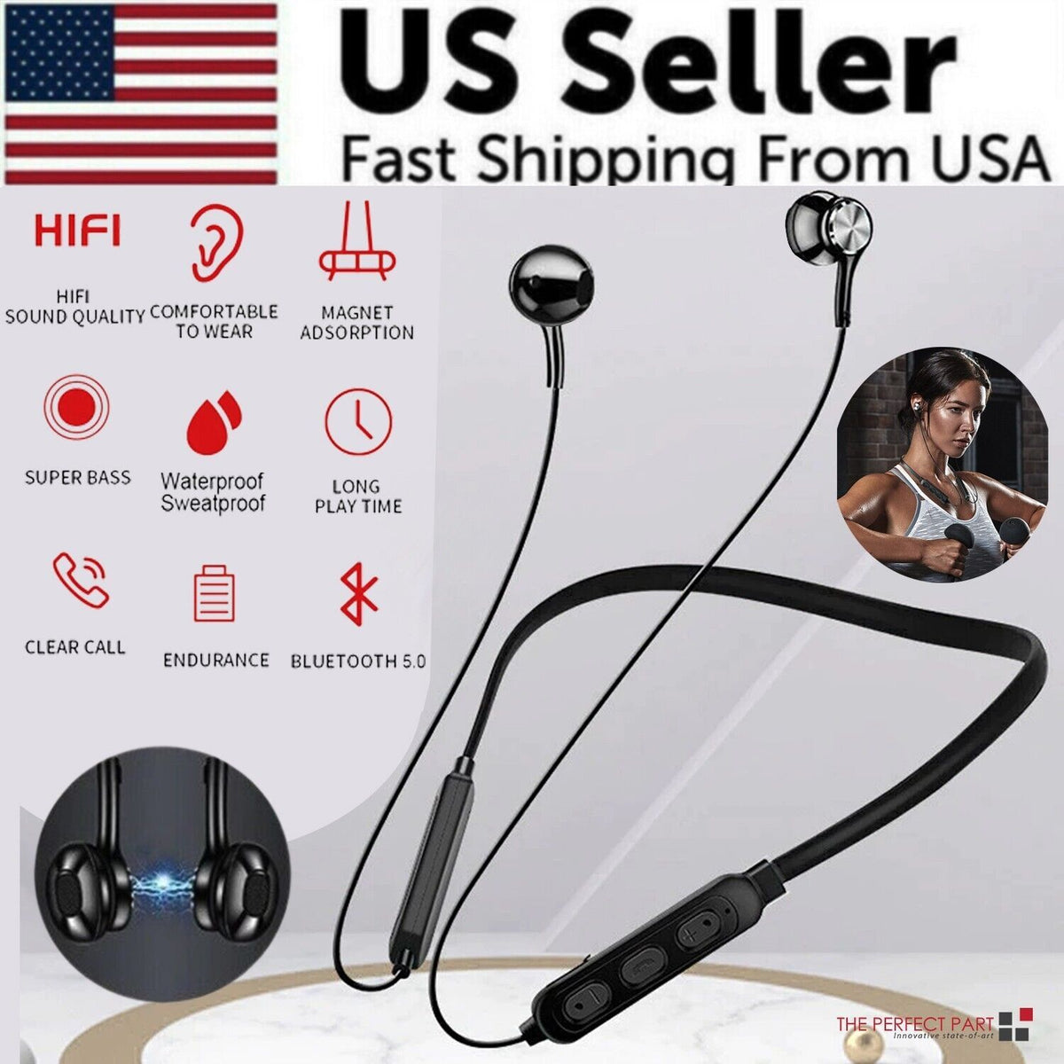 Waterproof Bluetooth 5.0 Earbuds Stereo Sport Wireless Headphones In Ear Headset, Default Title