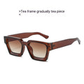 Minimalist And Versatile European And American Thick Frame Sunglasses, Tea Frame Gradually Dried